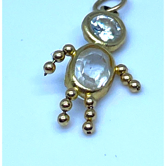 10K Gold Child Figure Birthstone Pendant  April (Diamond) - Picture 1 of 7